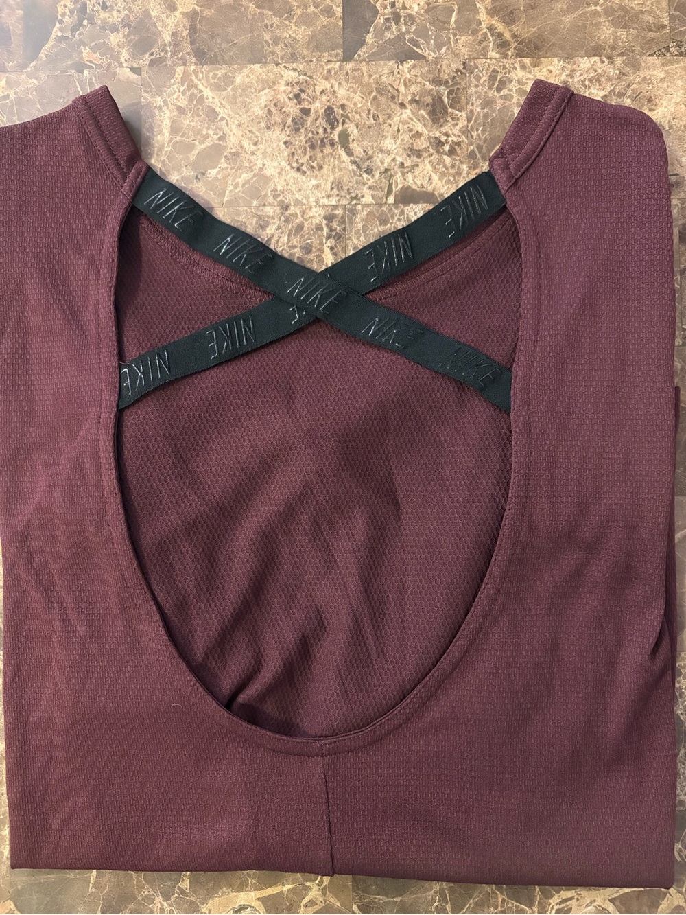Nike Women’s Plum Scoop-Back Long Sleeve Top with Crisscross Branded Straps